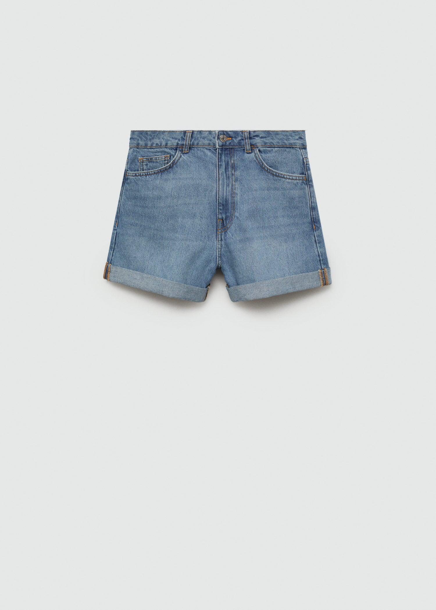 Mango Mom Fit Denim Shorts In Medium Blue Endource