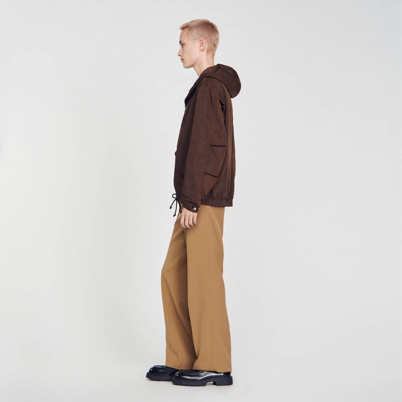 Sandro brown hooded jacket with wide-leg trousers
