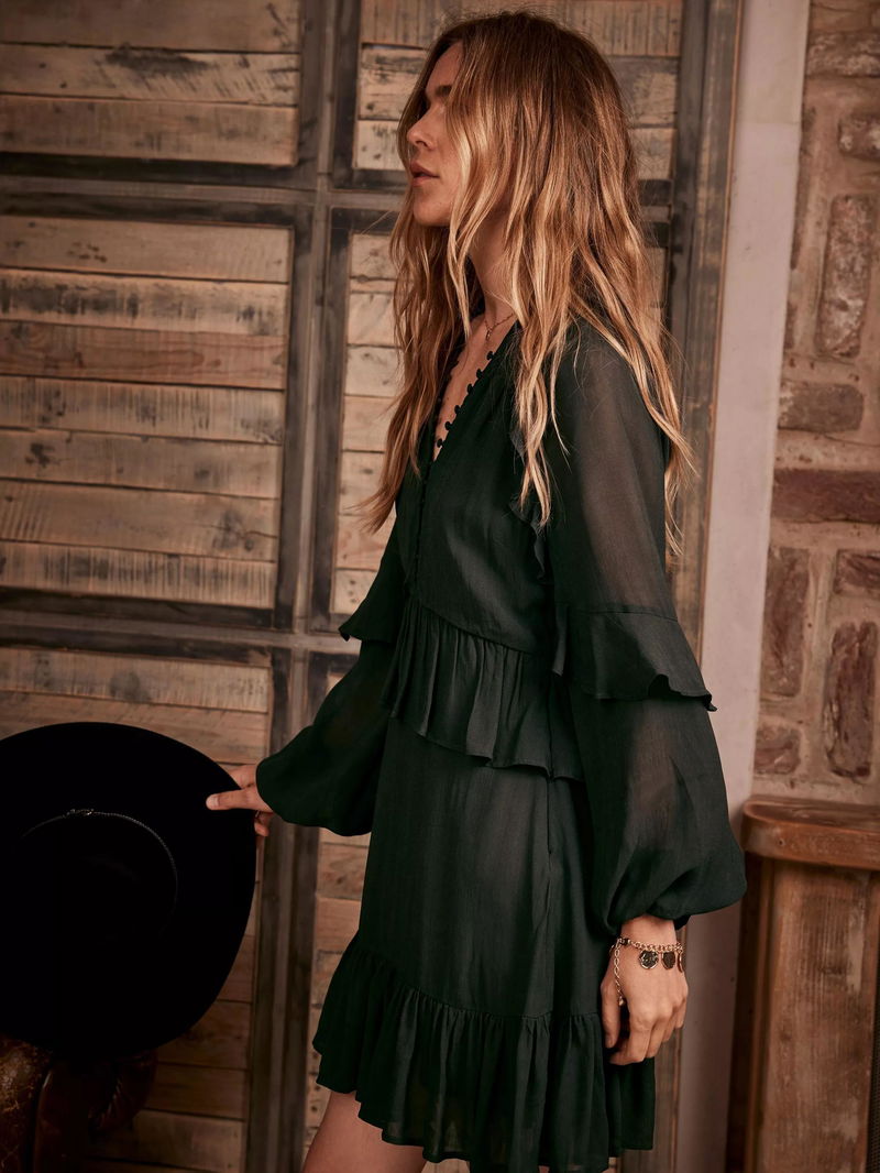 MINT VELVET Ruffle Boho Mini Dress | endource