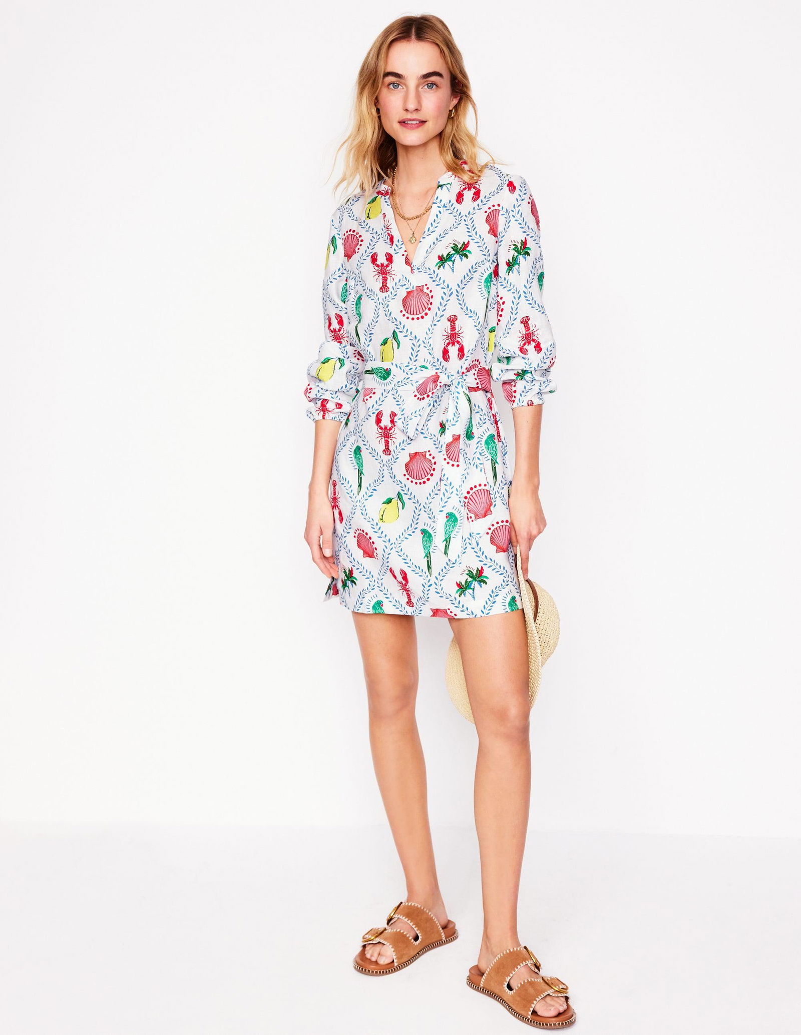 boden cleo linen dress BODEN Cleo Linen Tie Waist Dress
