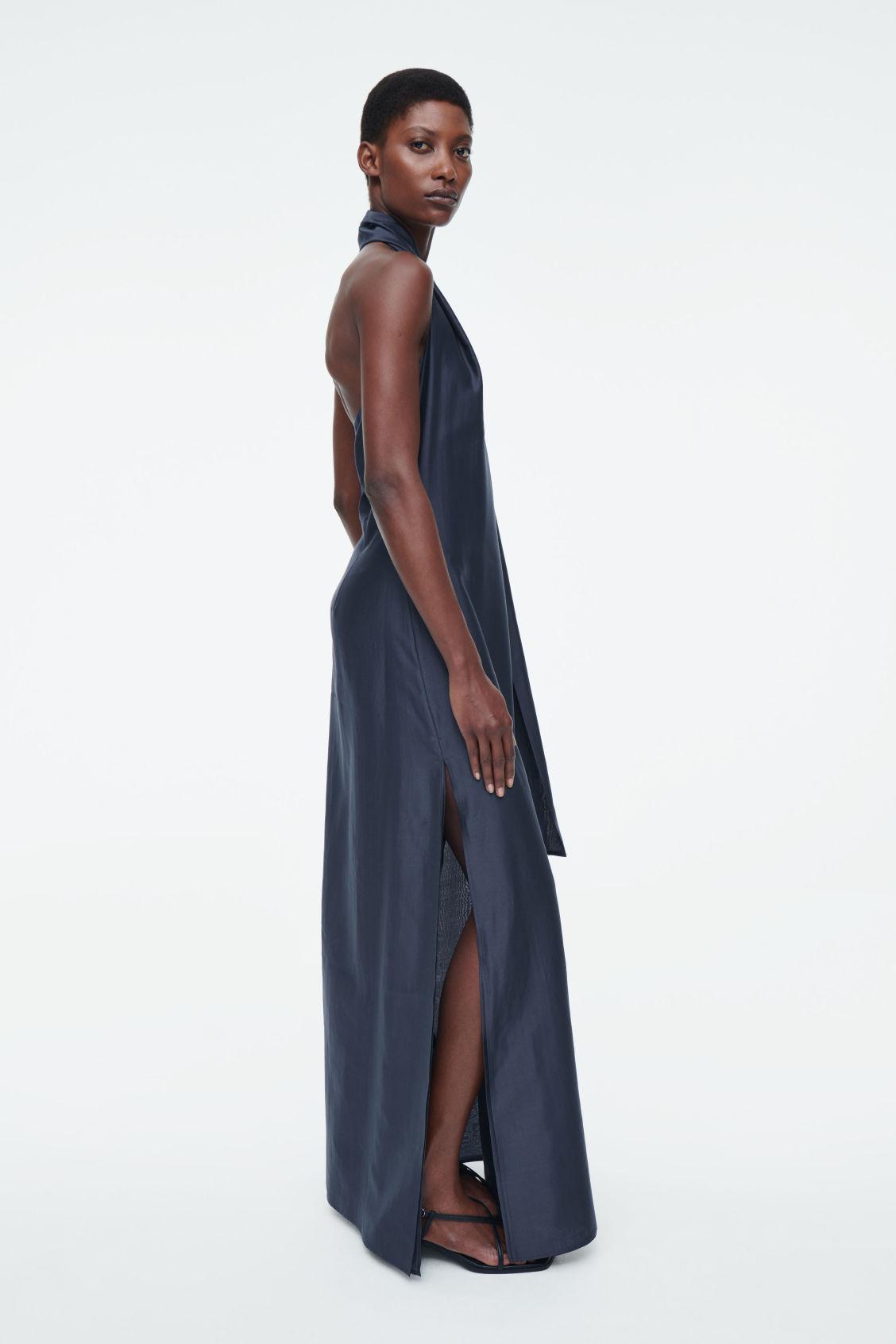 asymmetric brooch-detail maxi dress COS Asymmetric Brooch-Detail Maxi Dress