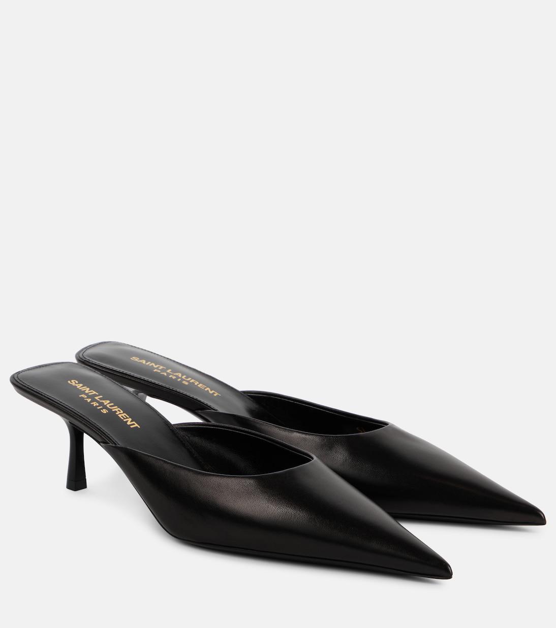 SL BARBARA MULES 55 LEOPARD MOTIF SATIN