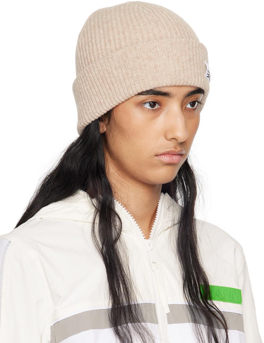 GANNI Fitted Wool Rib Knit Beanie | endource display picture 3