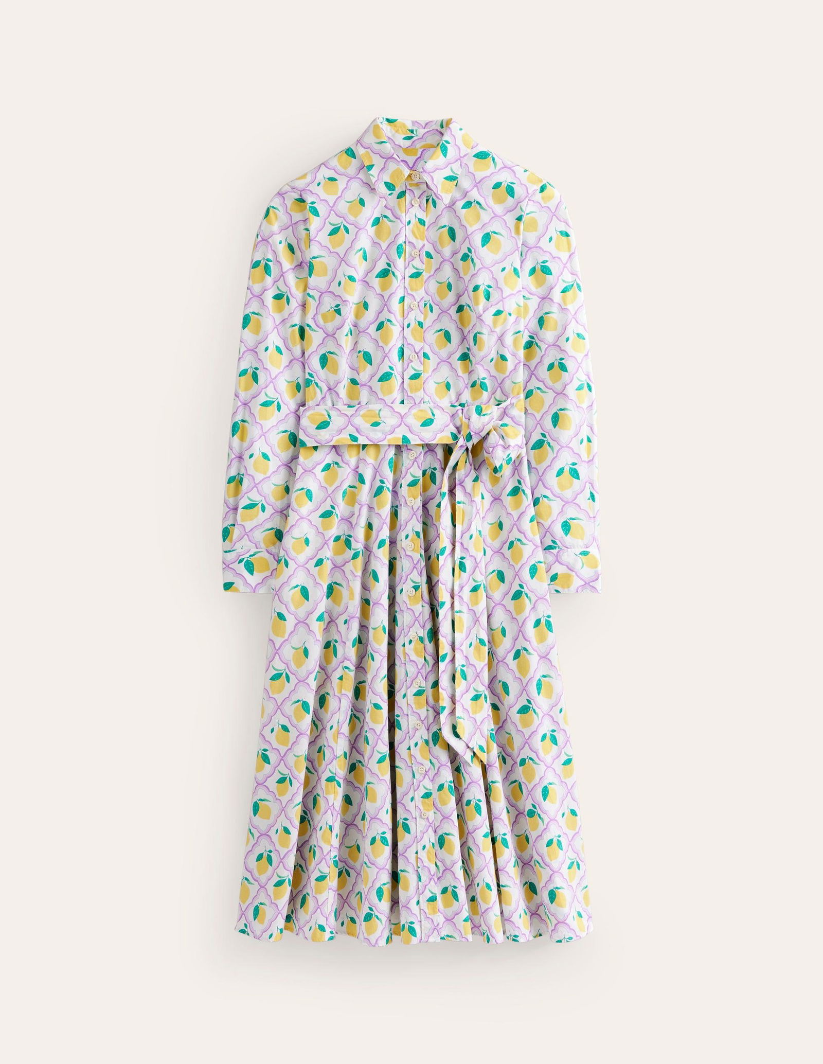 BODEN Amy Cotton Midi Shirt Dress-Lavender, Lemon Grove | endource