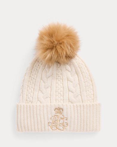 LAUREN RALPH LAUREN Pom-Pom Cable-Knit Beanie endource