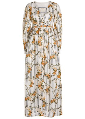AGUA BY AGUA BENDITA Izote Flora Off-The-Shoulder Ruffled Embroidered Linen  Maxi Dress | endource