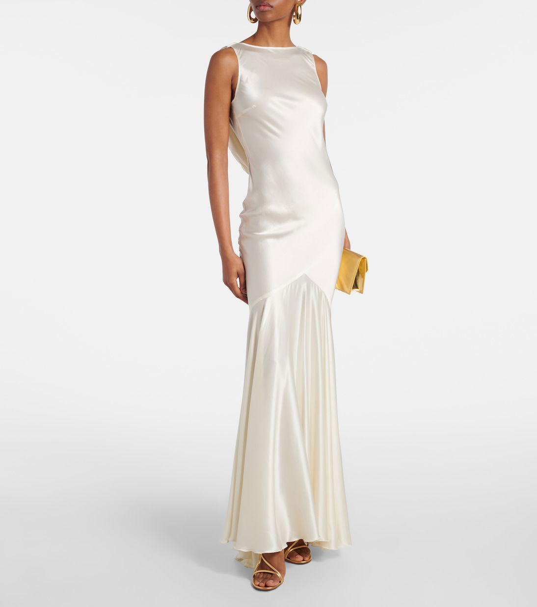 Nina Ricci Open-Back Satin Maxi Dress | endource