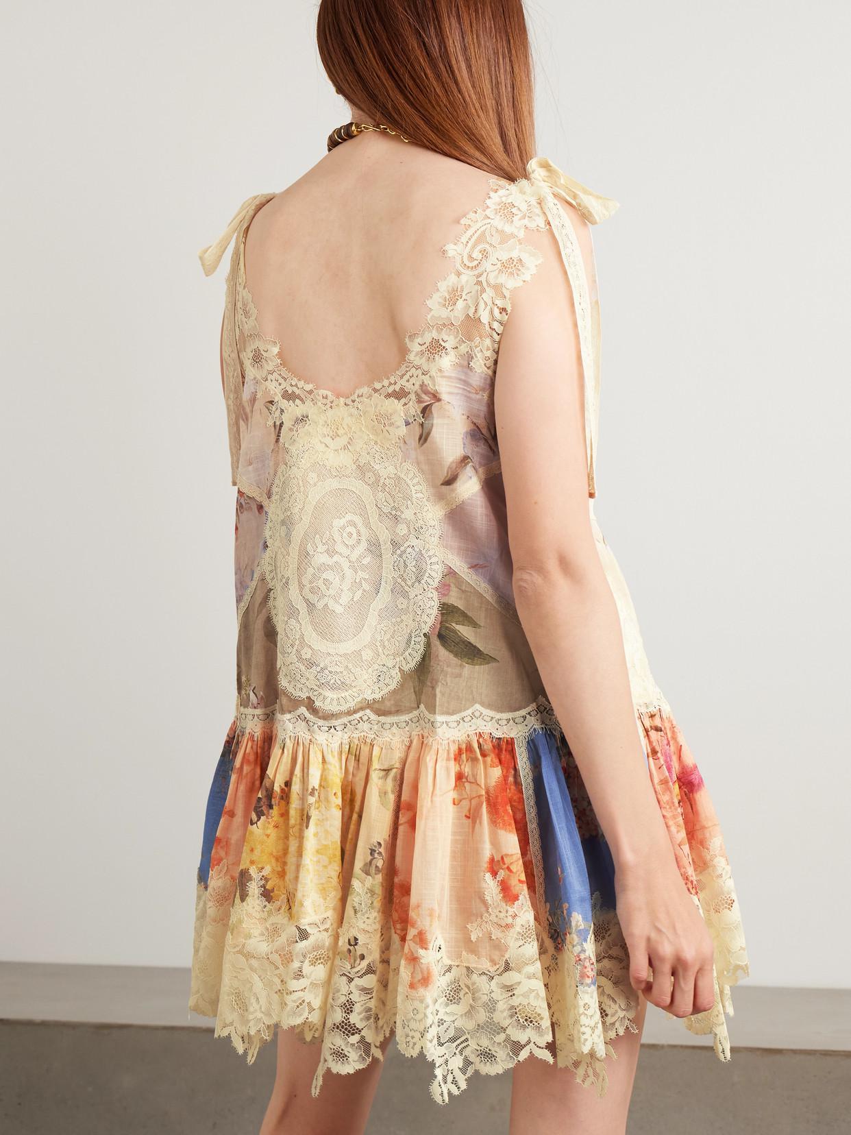 chinese dress ladies Cascadian Yellow Floral Tiered Mini Dress