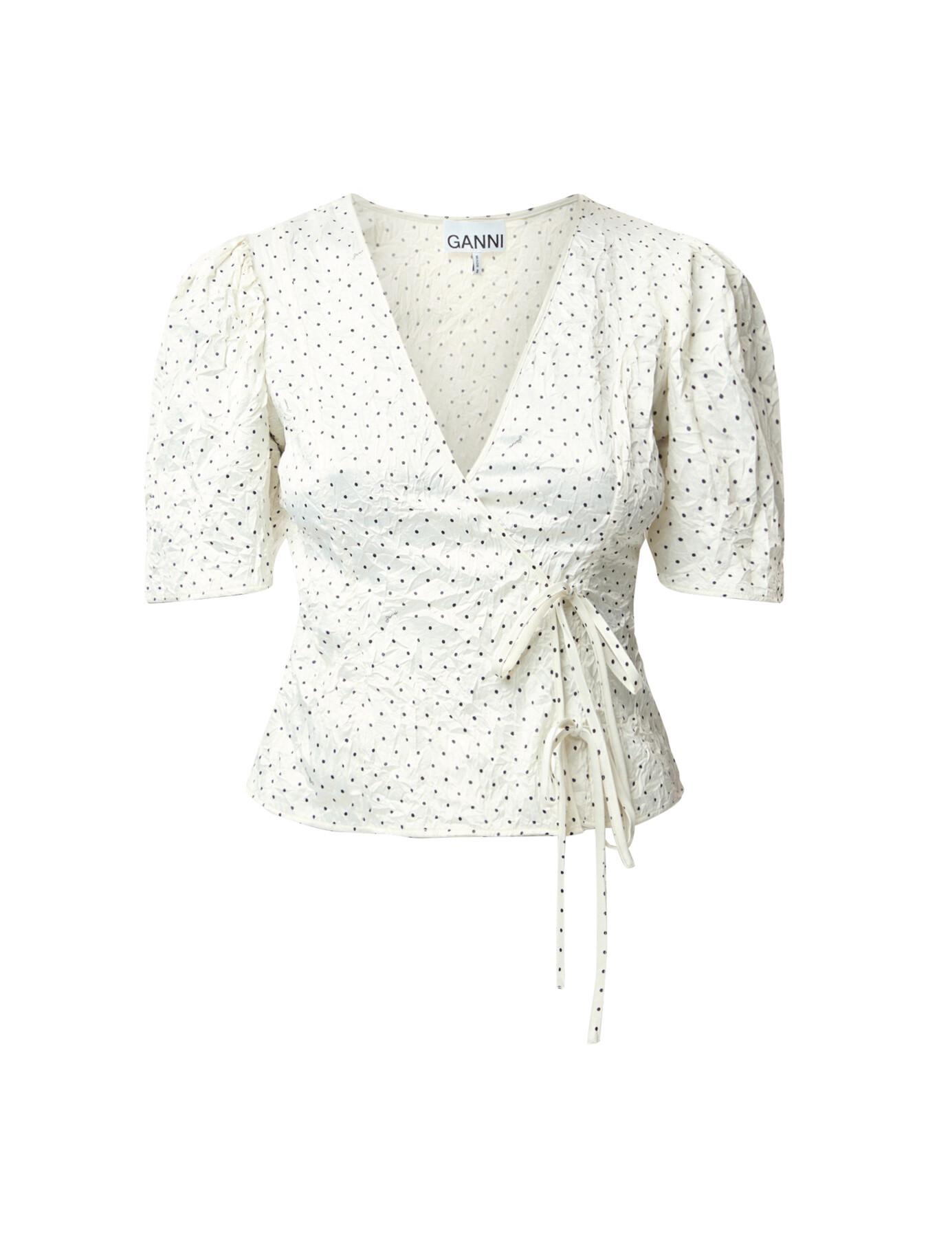 GANNI Dotted Crinkled Satin Wrap Blouse | endource