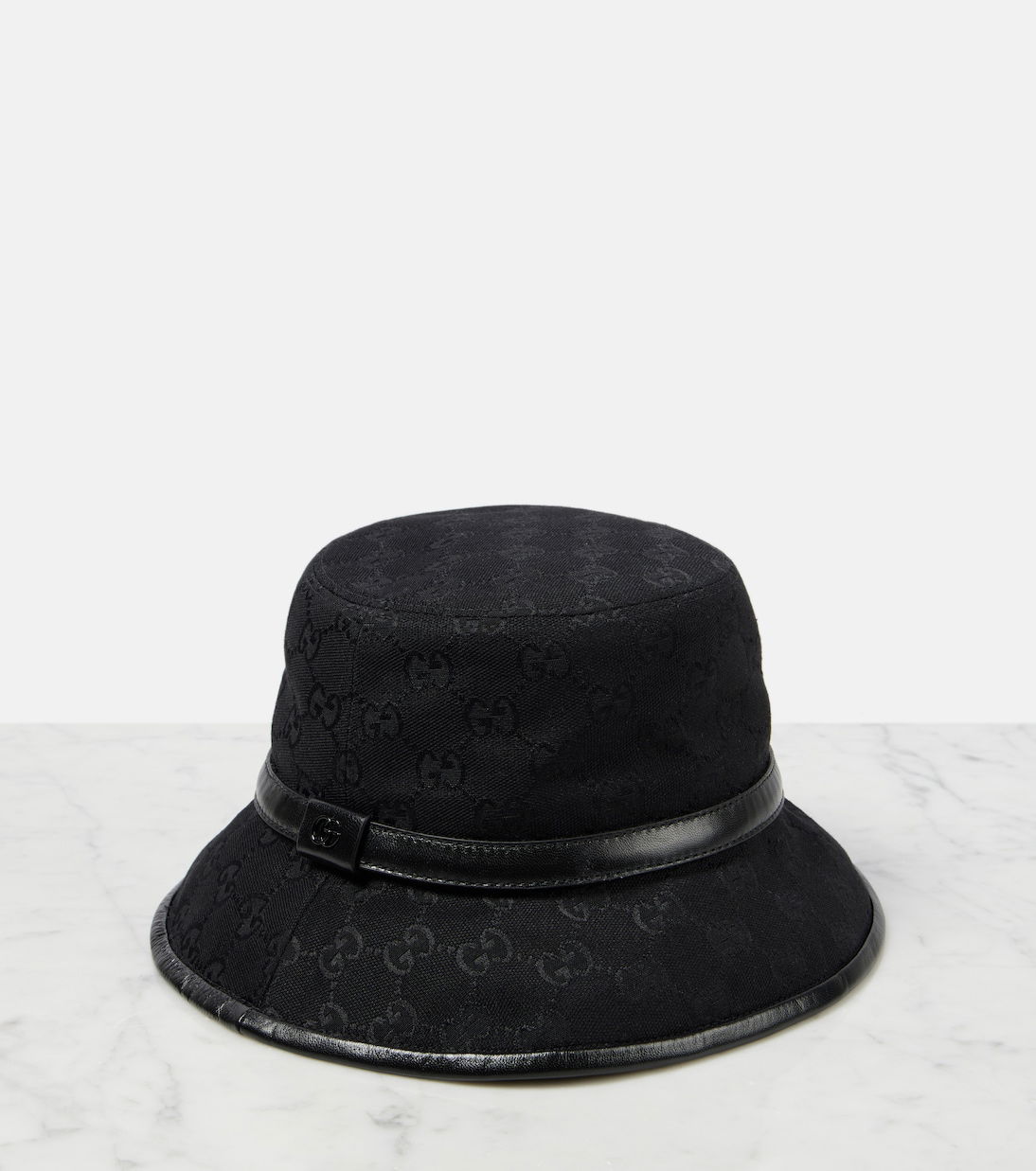 Gucci Bucket Hat GG Canvas Leather Black Beige Hat s-l400.jpg main image 4