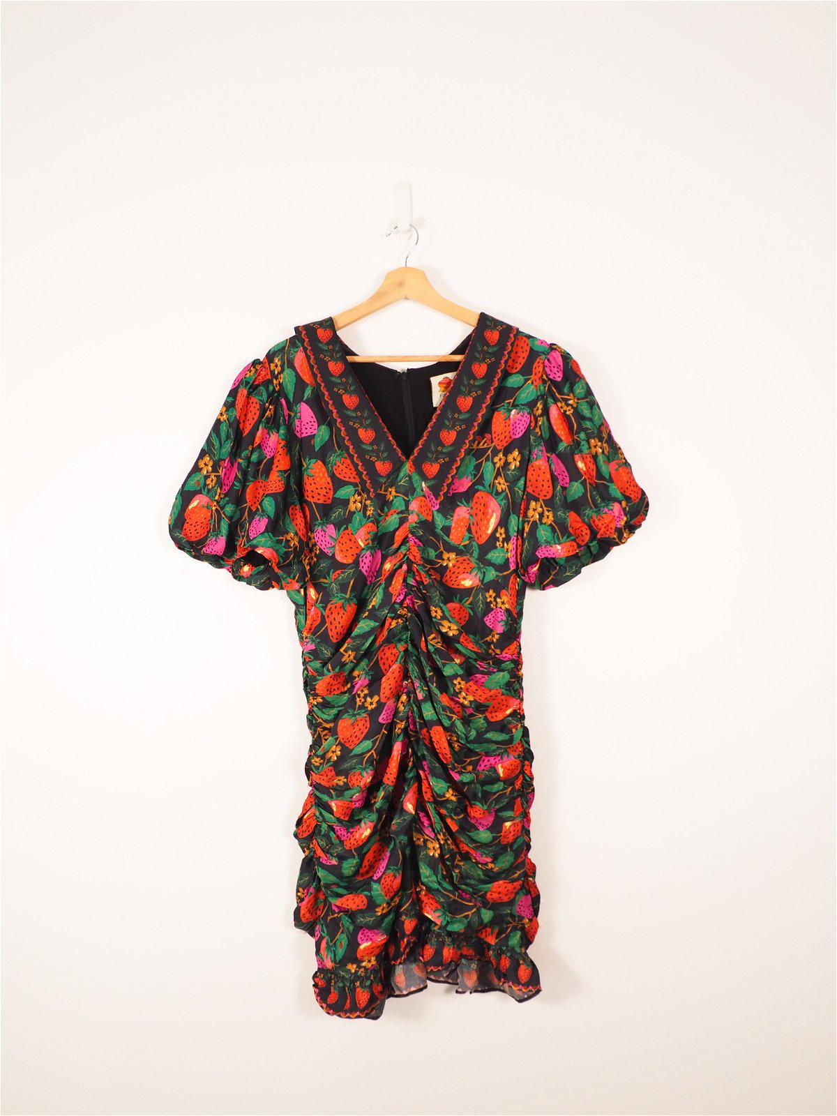 strawberry ruched dress Time and Tru Womens Long Sleeve Ruched Midi Dress