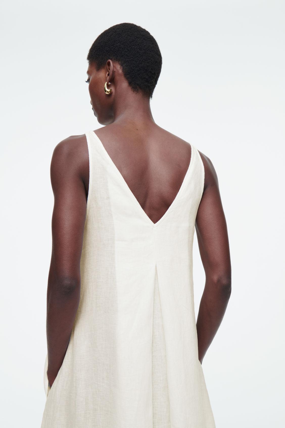 cos a line linen maxi dress French Connection Whisper Ruth Square Neck Dress - Black