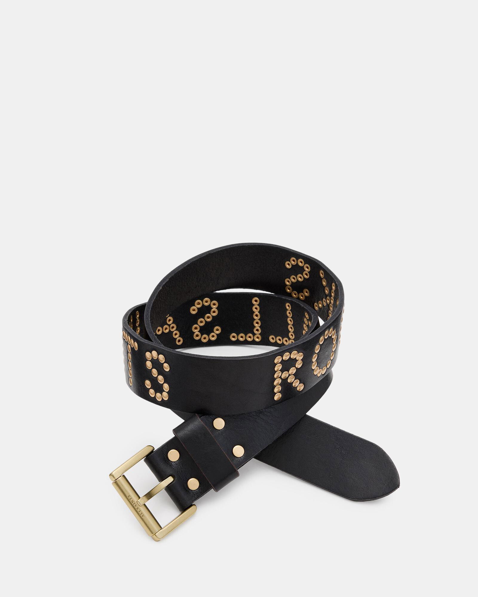 All Saints L Black Genuine Leather Gold Tone Belt AllSaints Utility Belt Bag Fanny Pack Crossbody Pouch Black  main image 2