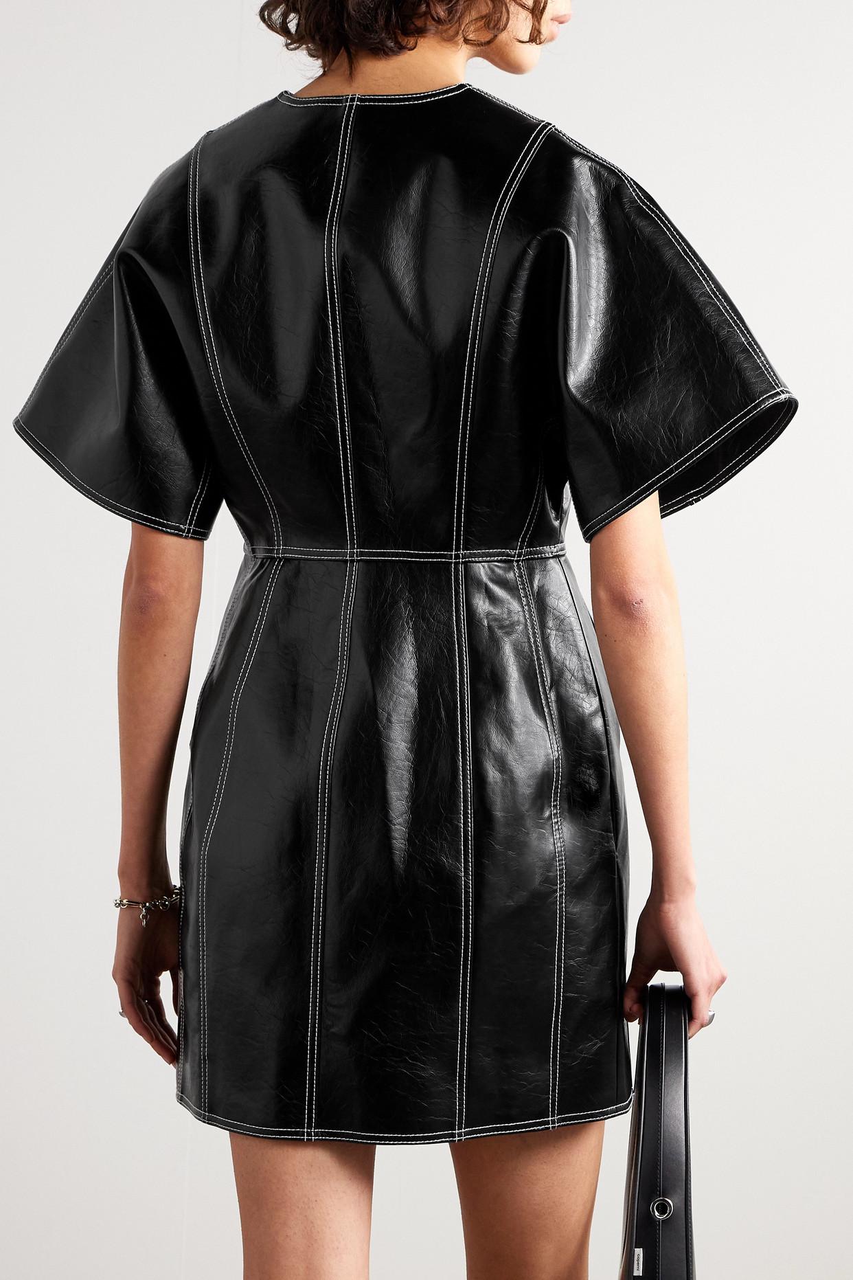 GANNI Faux Patent-Leather Mini Dress | endource