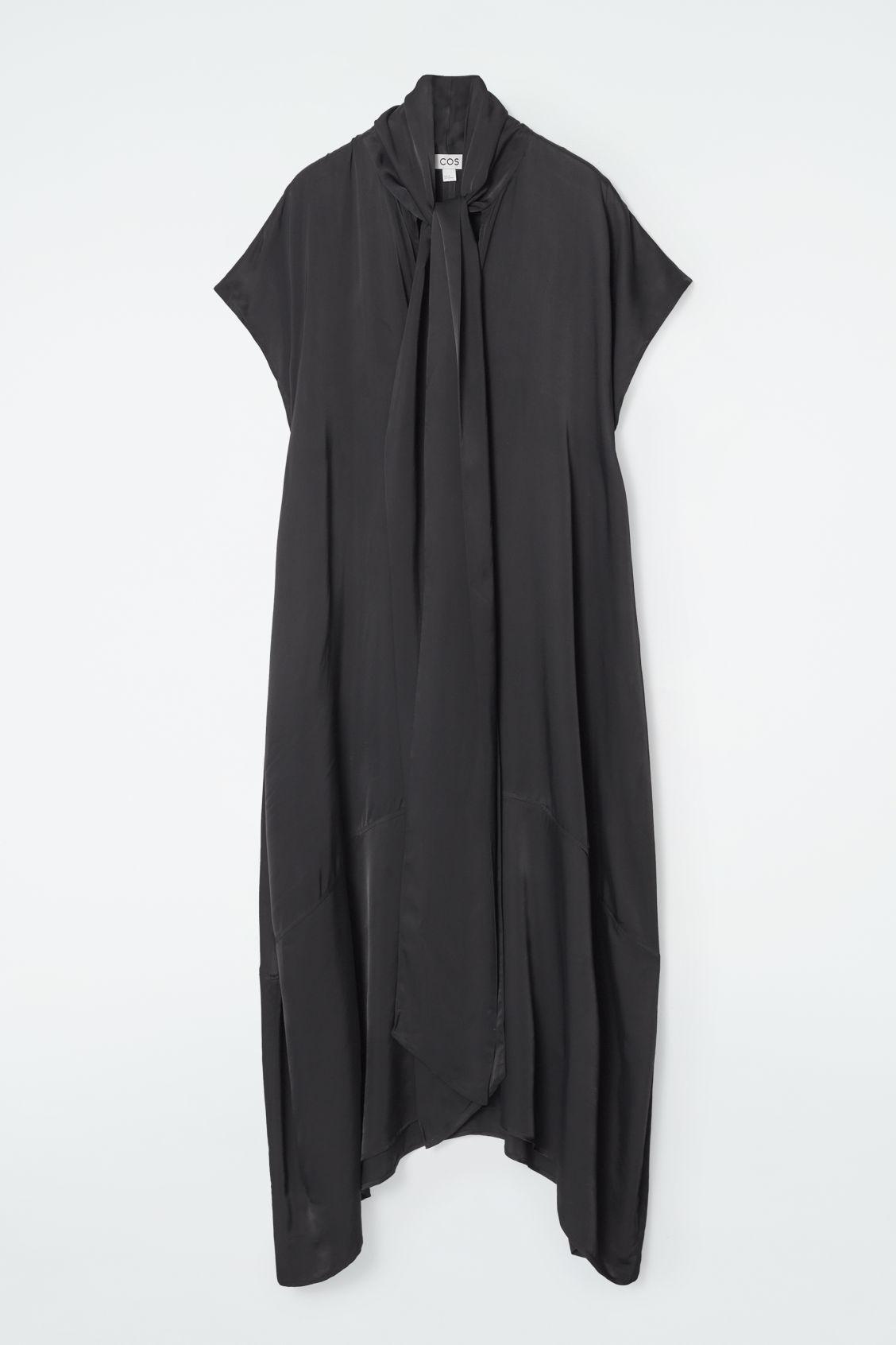 knee length dresses for ladies Bow-Detail A-Line Midi Dress in Black - 2 main image 0