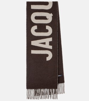 Brown and beige JACQUEMUS scarf with logo lettering