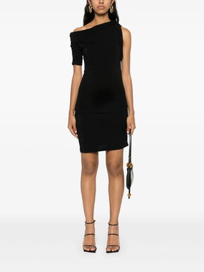 JACQUEMUS La Saudade Brode Asymmetric Draped Lace-trimmed Satin Mini Dress  | endource
