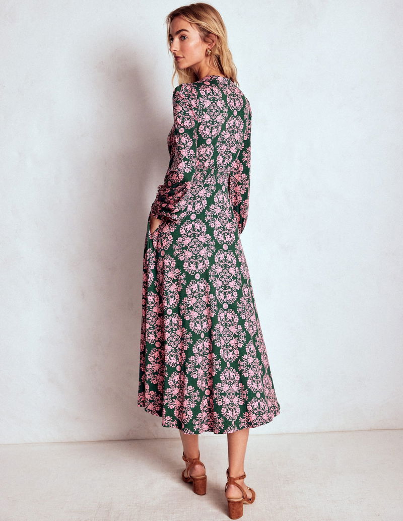 knee length dresses for ladies Floral Smocked Midi Dress main image 0