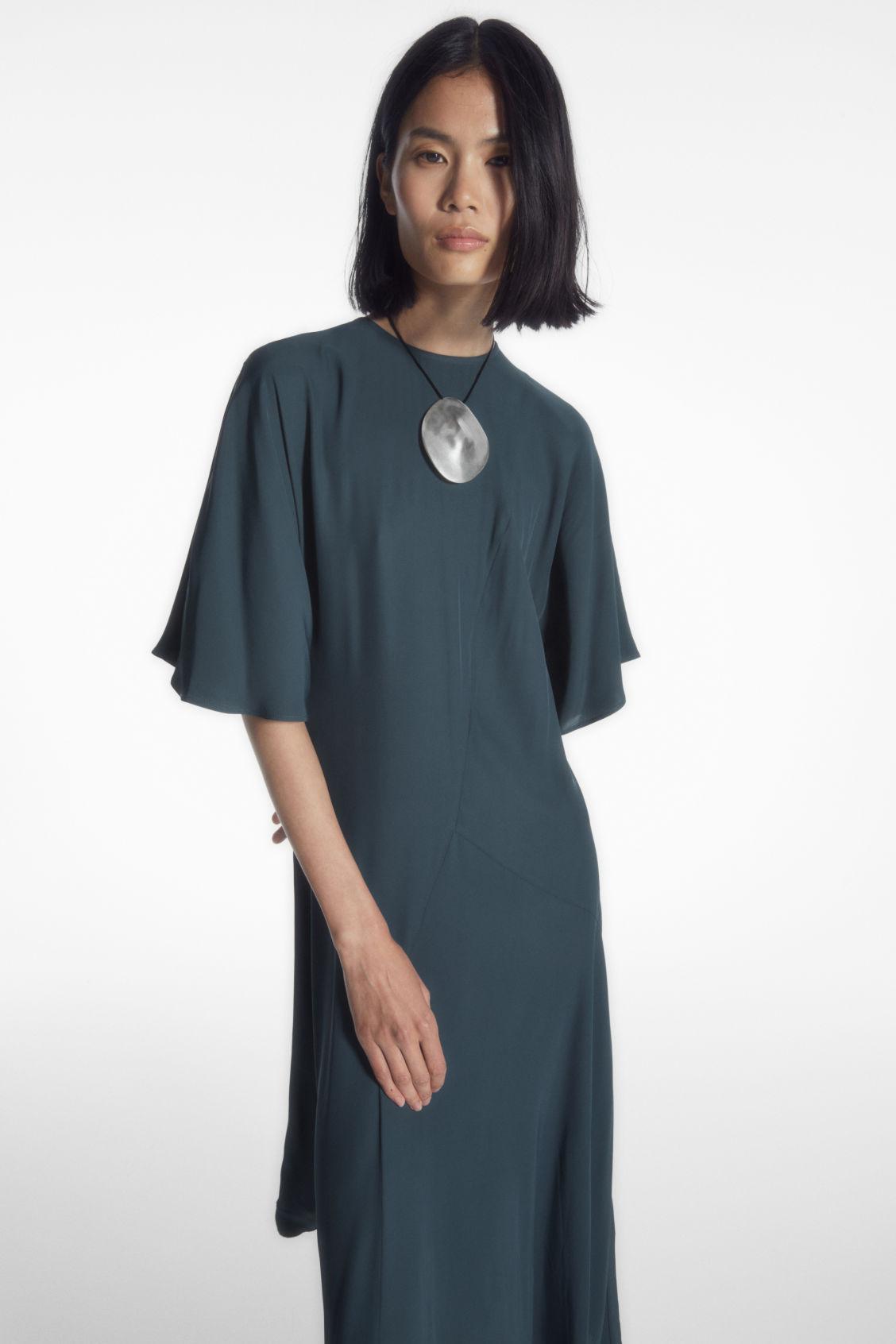 COS Asymmetric Draped Midi Dress | endource