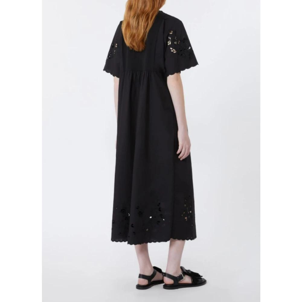 WEEKEND MAX MARA Cotton Poplin And Jersey Dress, Female, , Midi Dresses,  Black, XS, Dresses | endource