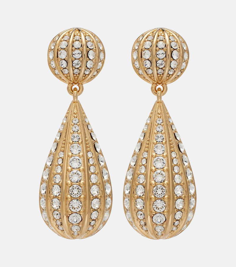 Gold and crystal teardrop earrings