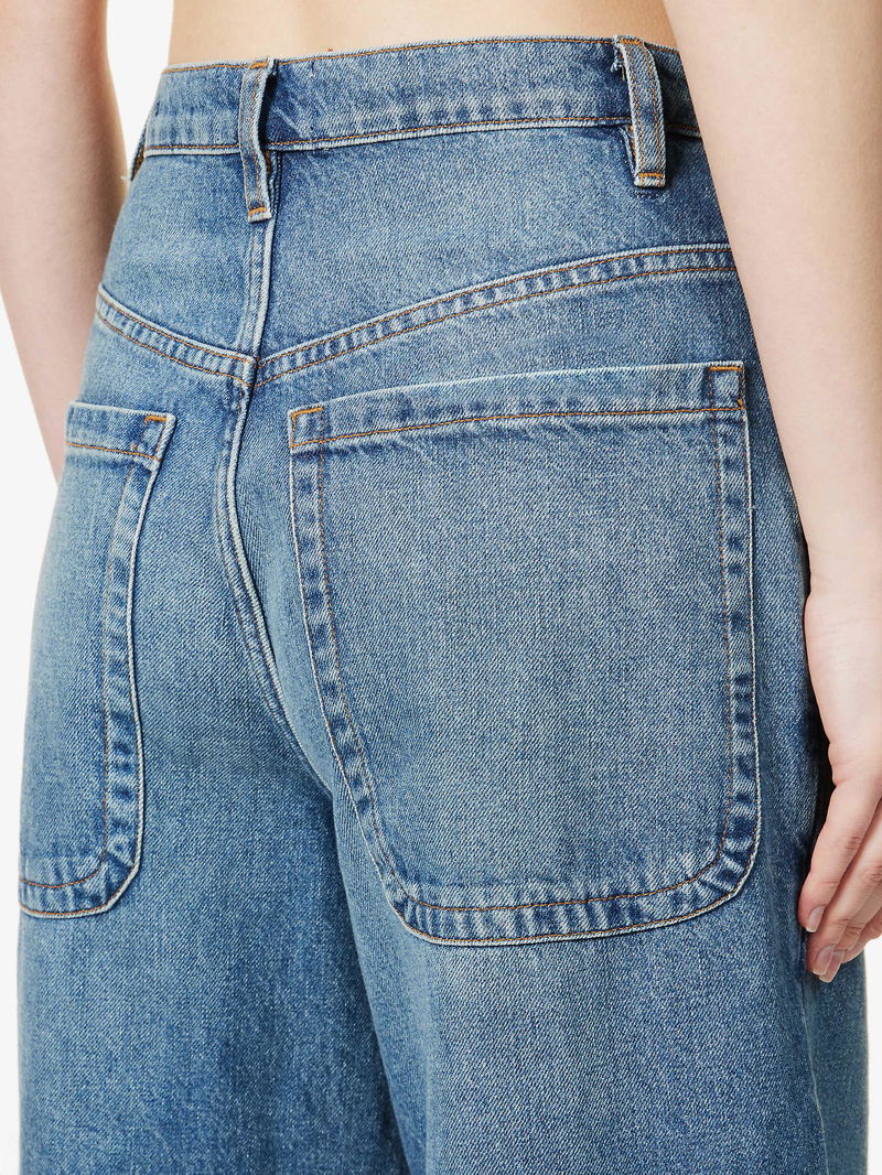 FRAME The Skater Wide-Leg High-Rise Recycled-Denim Jeans in Rochester ...