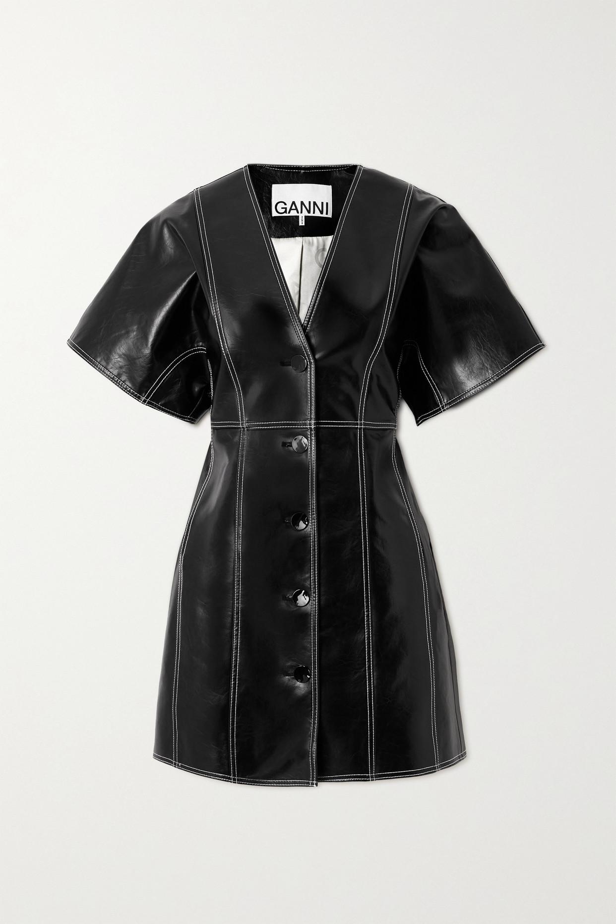 ganni lamb leather dress Ganni Lamb Leather Mini Dress - Black Dresses, Clothing - WZG146010