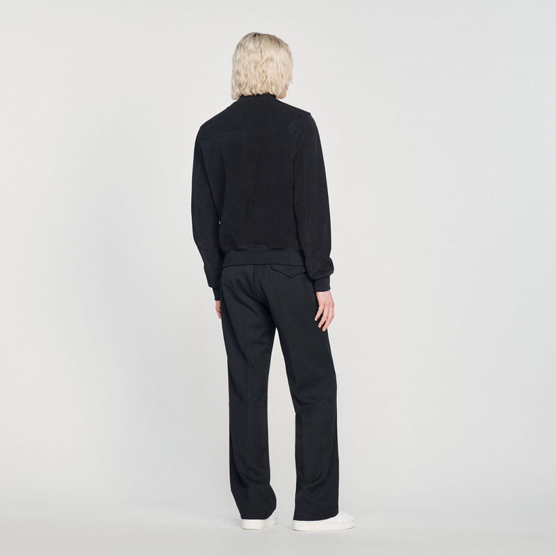 Black SANDRO corduroy jacket and trousers, back view