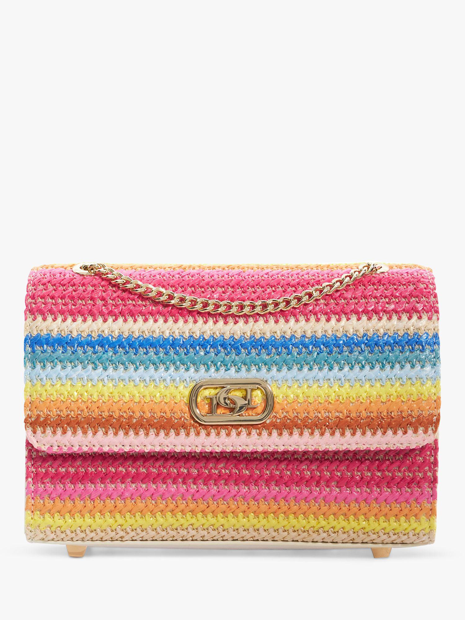 DUNE Dinkydellsie Raffia Rainbow Stripe Bag in Multi | Endource