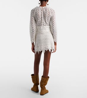 SEE BY CHLO Guipure Lace-Paneled Cotton Mini Dress | endource