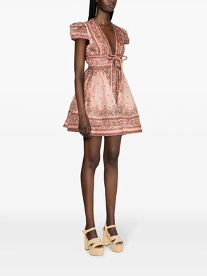ZIMMERMANN Matchmaker Paisley-Print Linen-Blend Mini Dress | endource