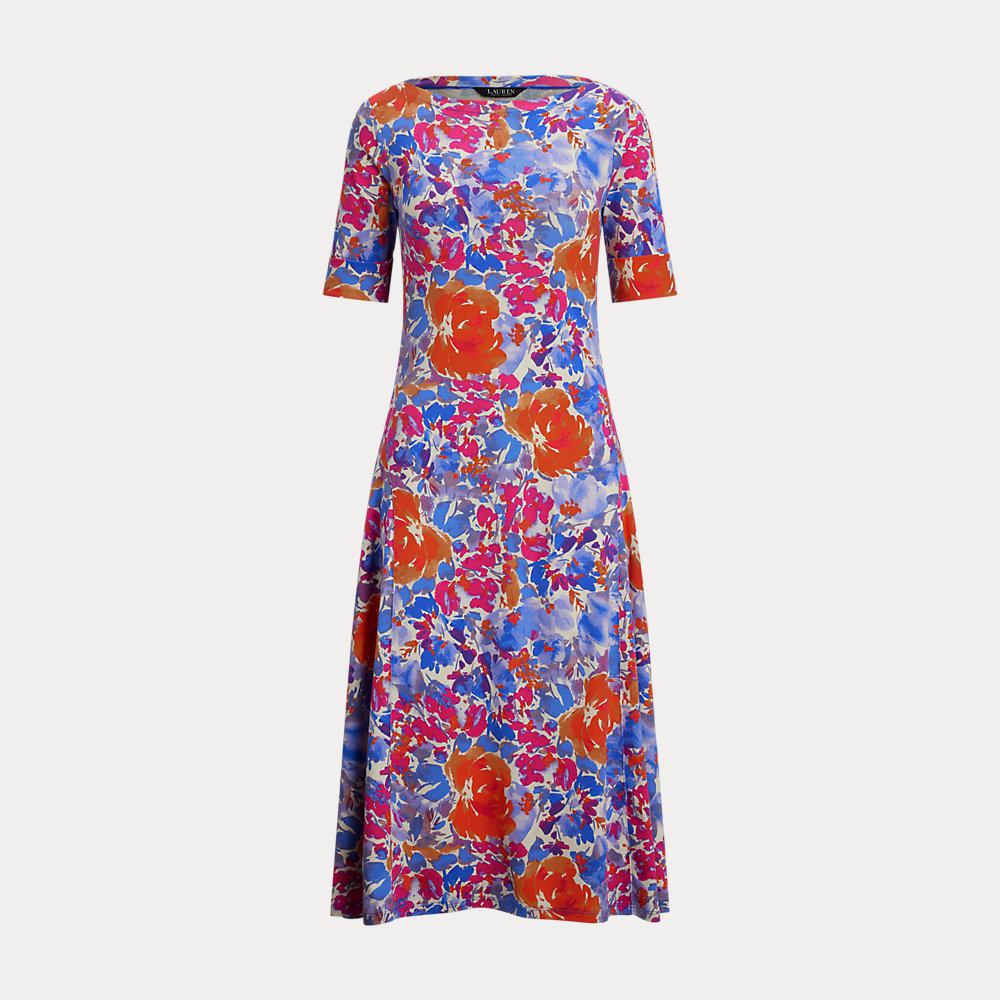 lauren ralph lauren floral stretch cotton midi dress Floral Midi Dress