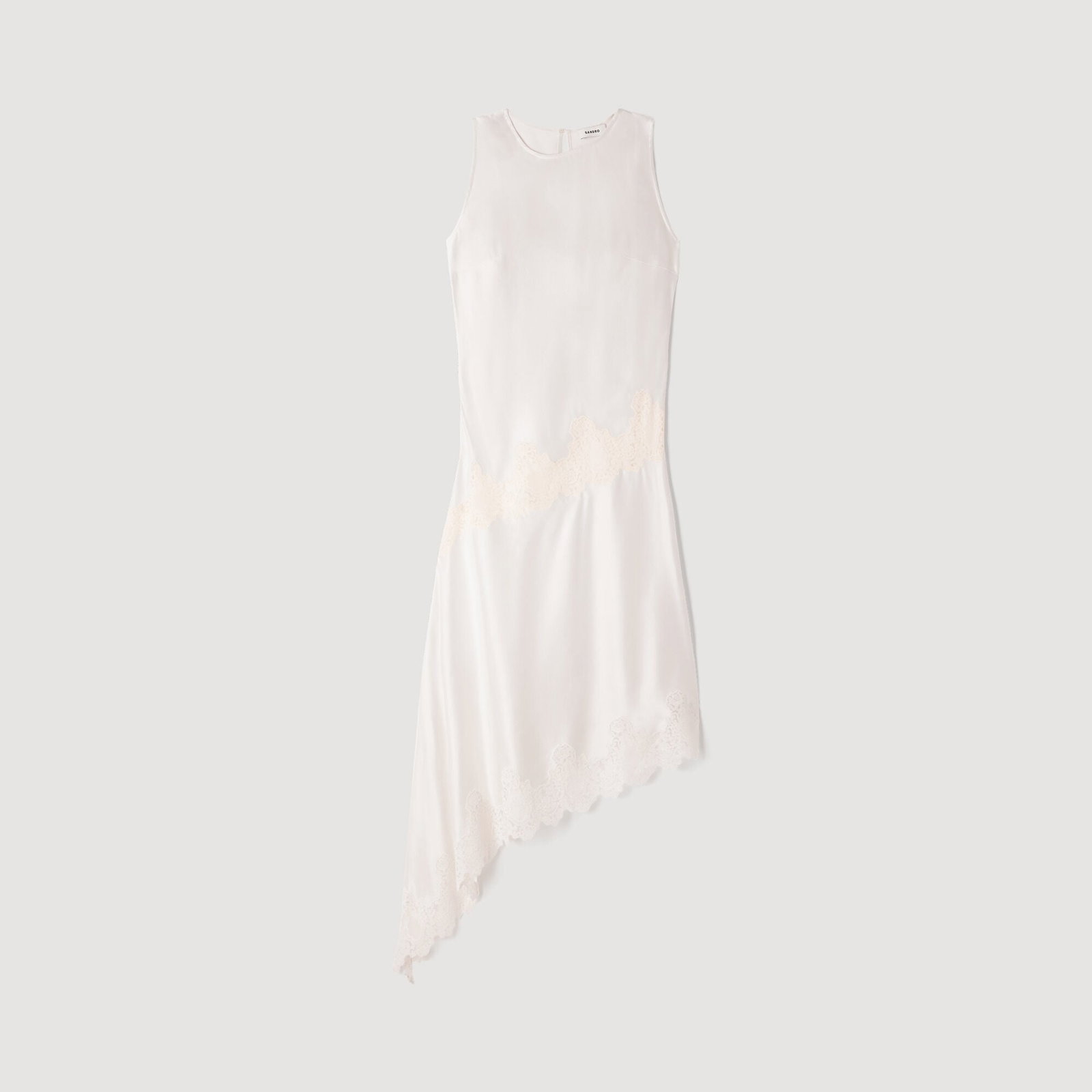 SANDRO Asymmetric Satin-effect Dress | endource