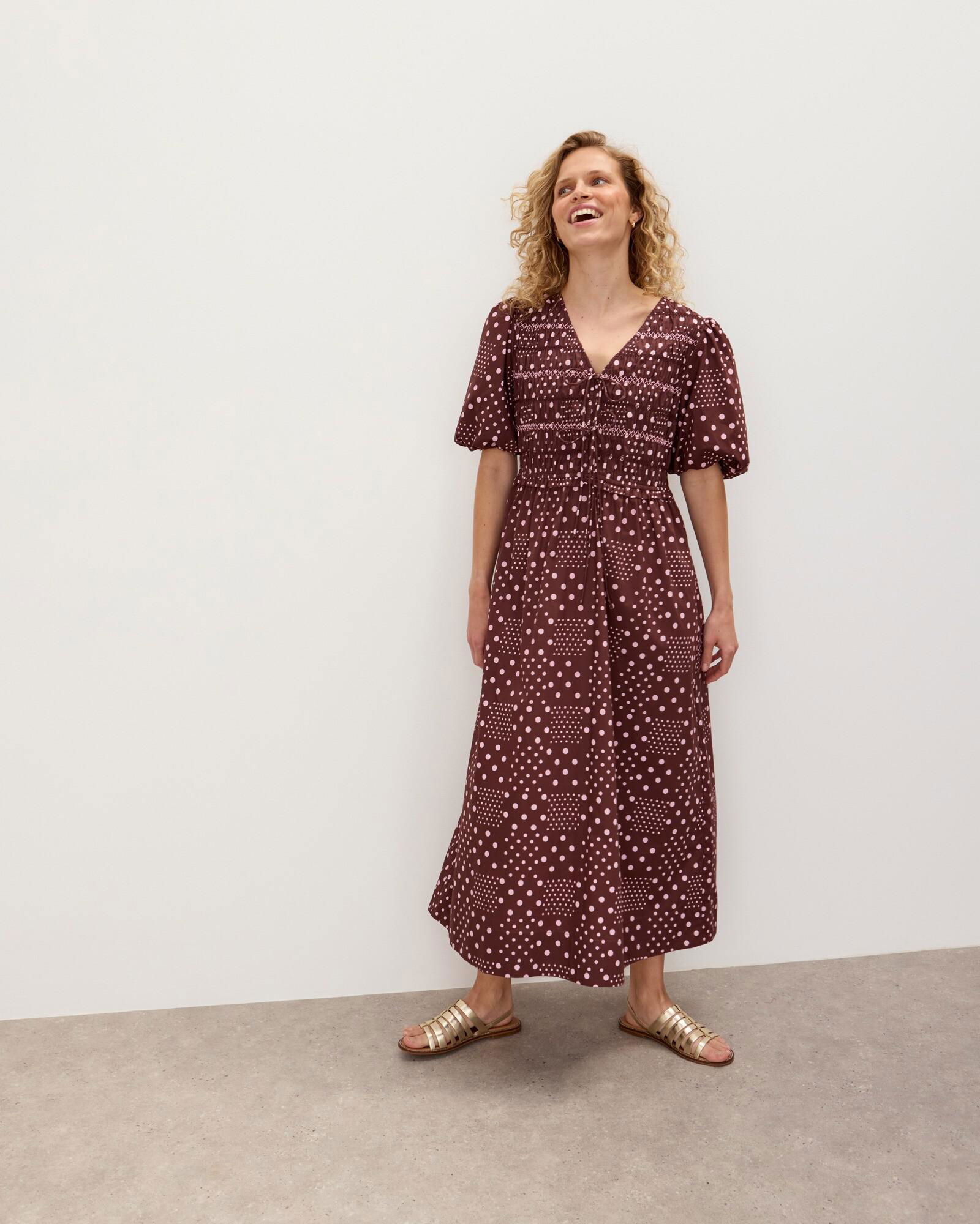 princess polly baby blue dress NEVER FULLY DRESSED Tilly polka-dot plissé midi dress main image 1