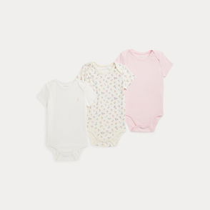 JOHN LEWIS Floral Duck Short Sleeve Bodysuits, Pack of 3 in Multi