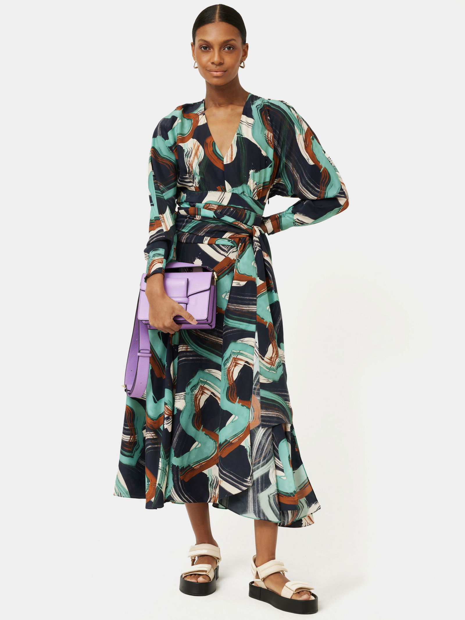 JIGSAW Painted Abstract Silk Dress | endource