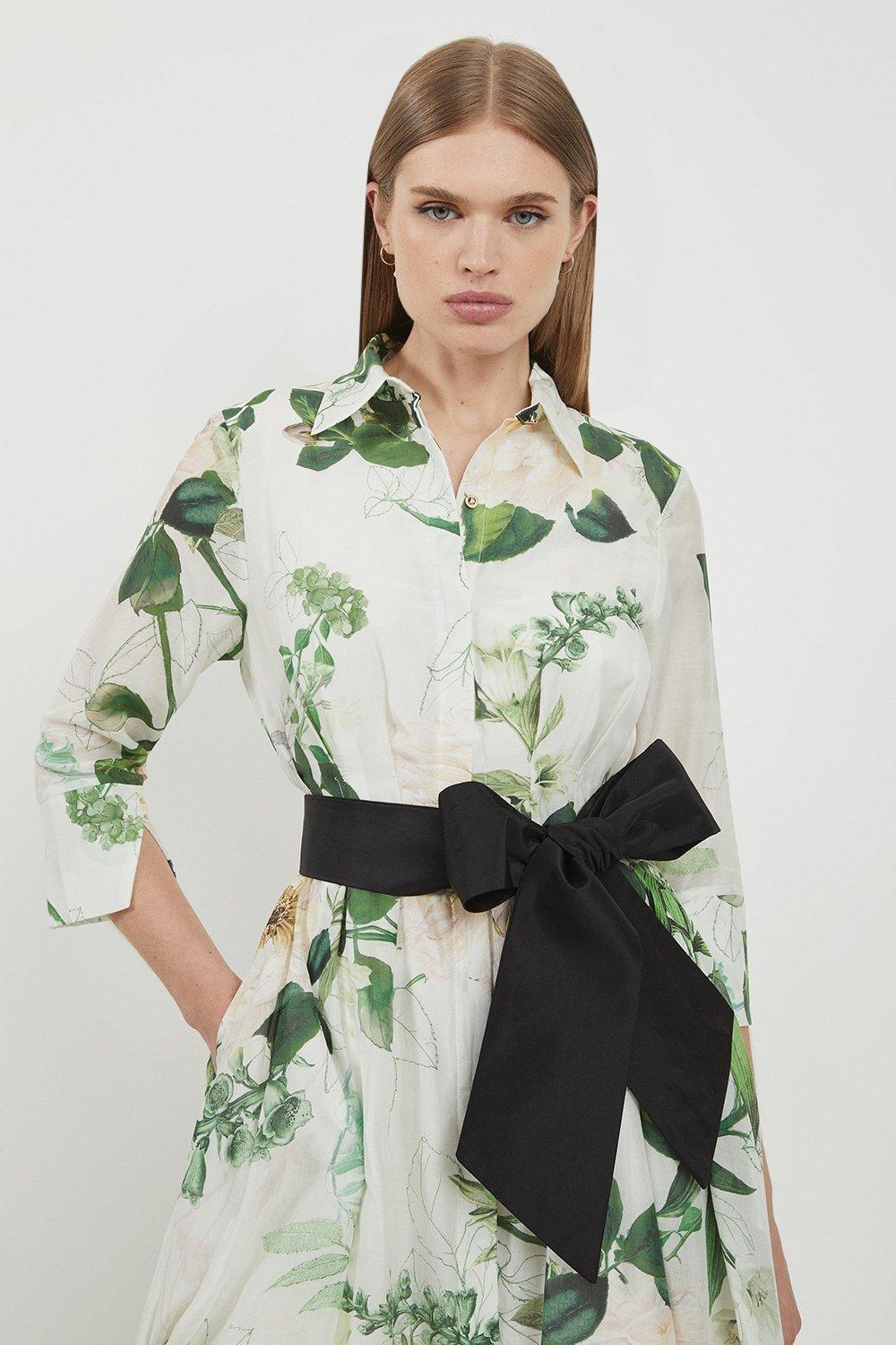 lydia millen spring floral silk cotton woven strappy dress KAREN MILLEN Karen Millen x Lydia Millen - Spring Floral Silk Cotton Shirt  Dress