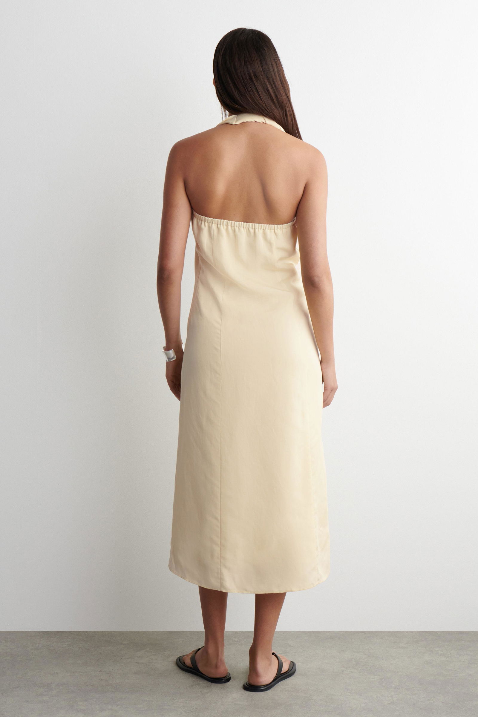 cos silk halterneck midi dress SILK HALTERNECK MIDI DRESS