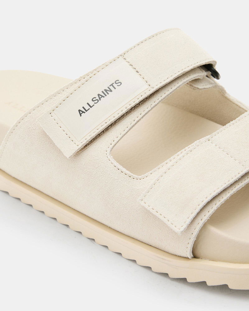 ALLSAINTS Vex Leather Velcro Strap Sandals in Chalk White | Endource