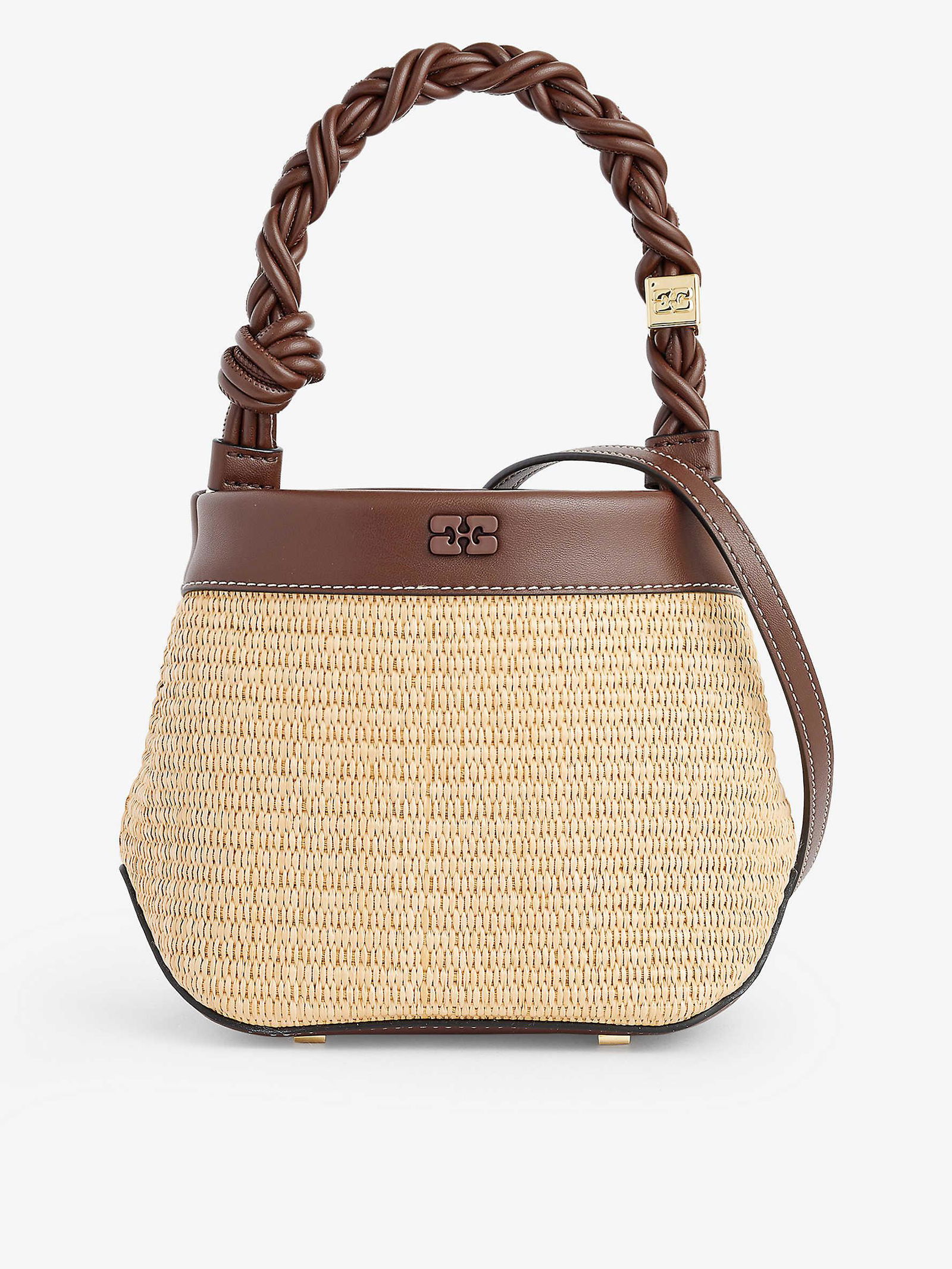 Ganni Bou Bucket Bag Raffia Handbags 600054777blk main image 1