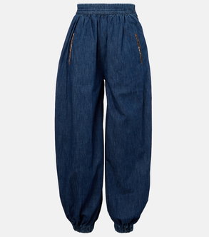 Valentino wide-leg denim pants with gold detailing