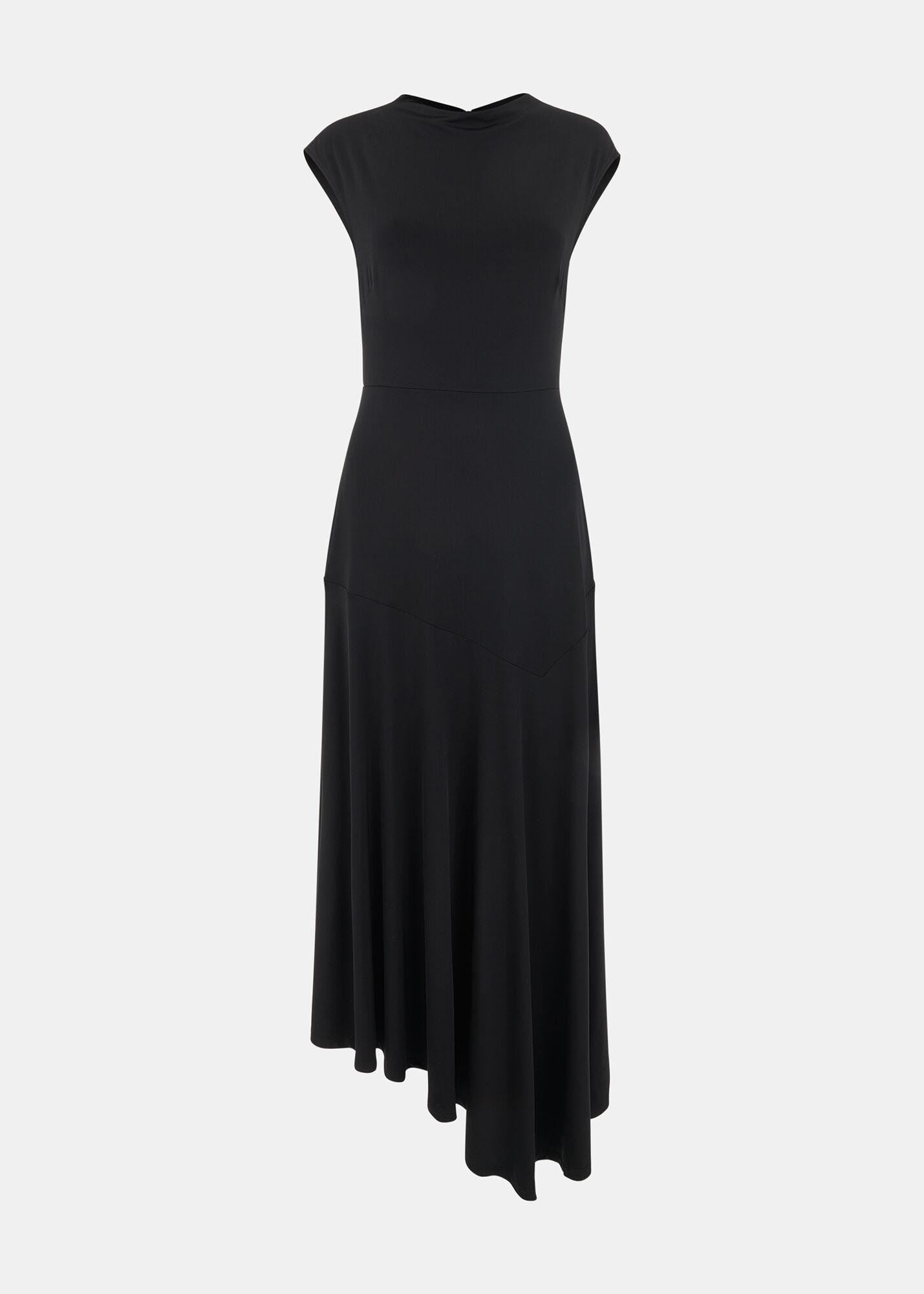 WHISTLES Iris Asymmetric Dress in Black Endource