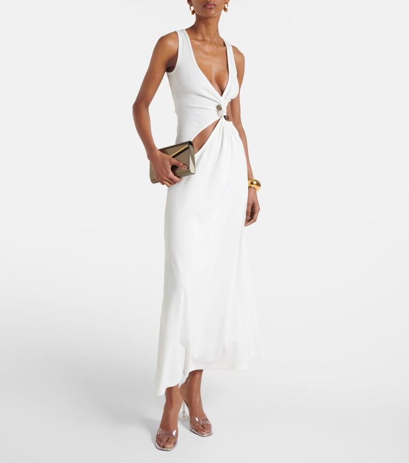 CHRISTOPHER ESBER Stone Cavern Ribbed-Knit Cutout Maxi Dress in White ...