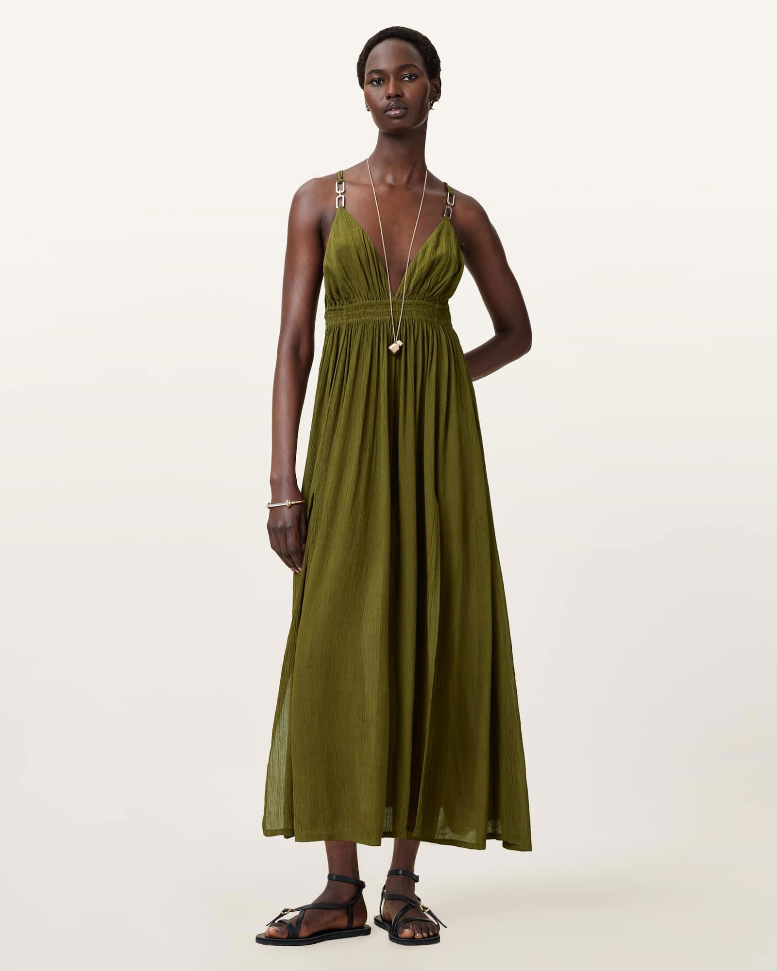 all saints evening dresses ALLSAINTS Sienna Dress in Laci Ecru White