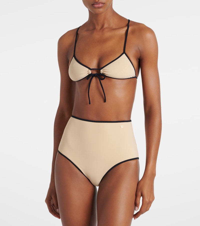 Valentino beige bikini with black trim