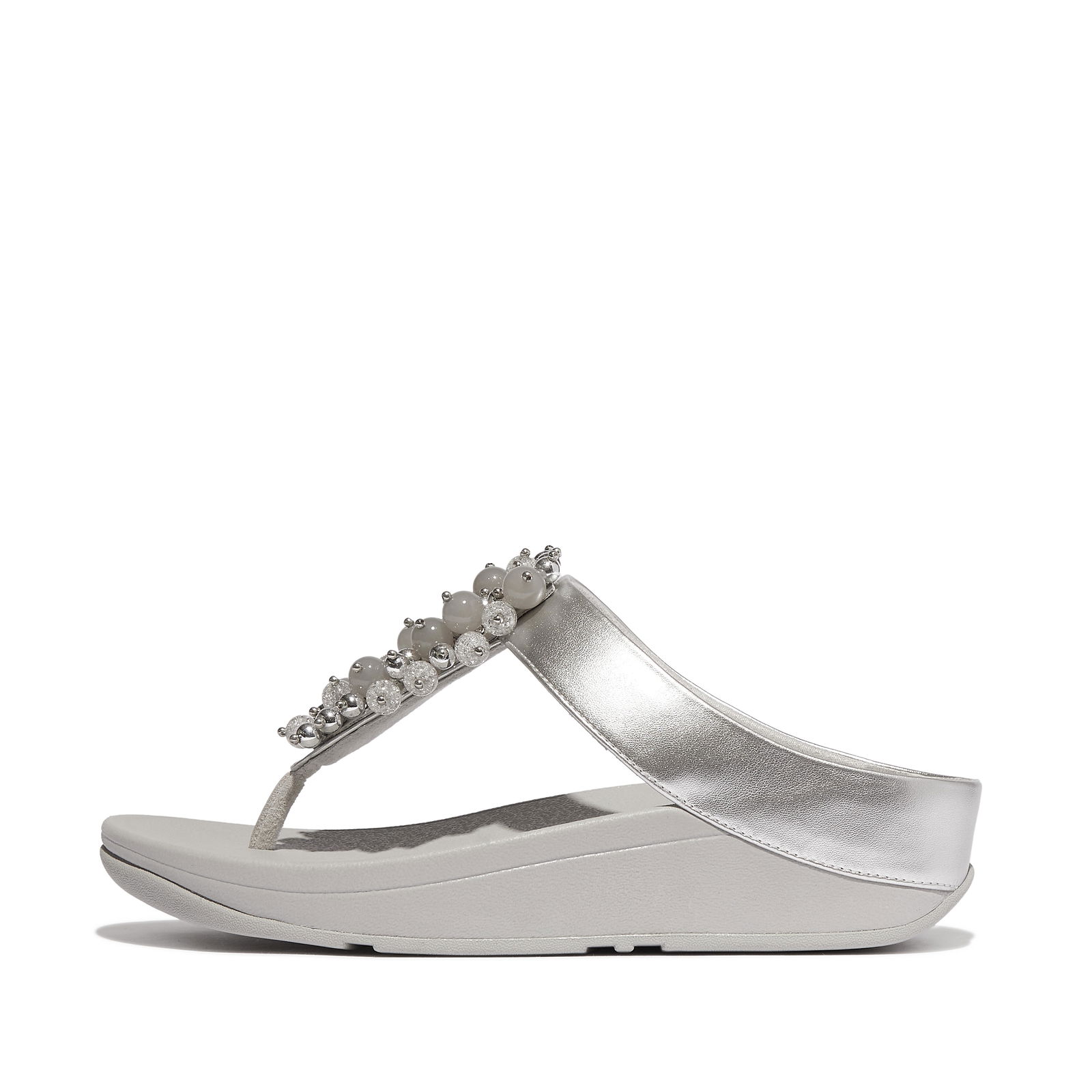FitFlop Fino Bead-Cluster Toe-Post Sandals - Black