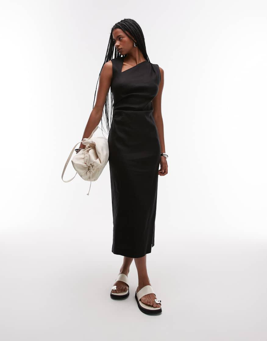 elle cut out midi dress mango Midi-dress with cut-out - Women