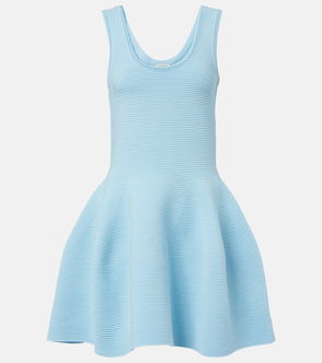 Light blue ribbed knit skater dress