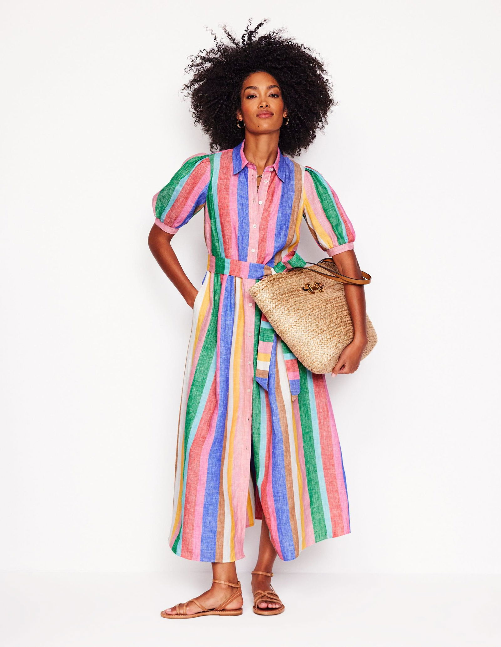 BODEN Alexa Linen Maxi Shirt Dress | endource