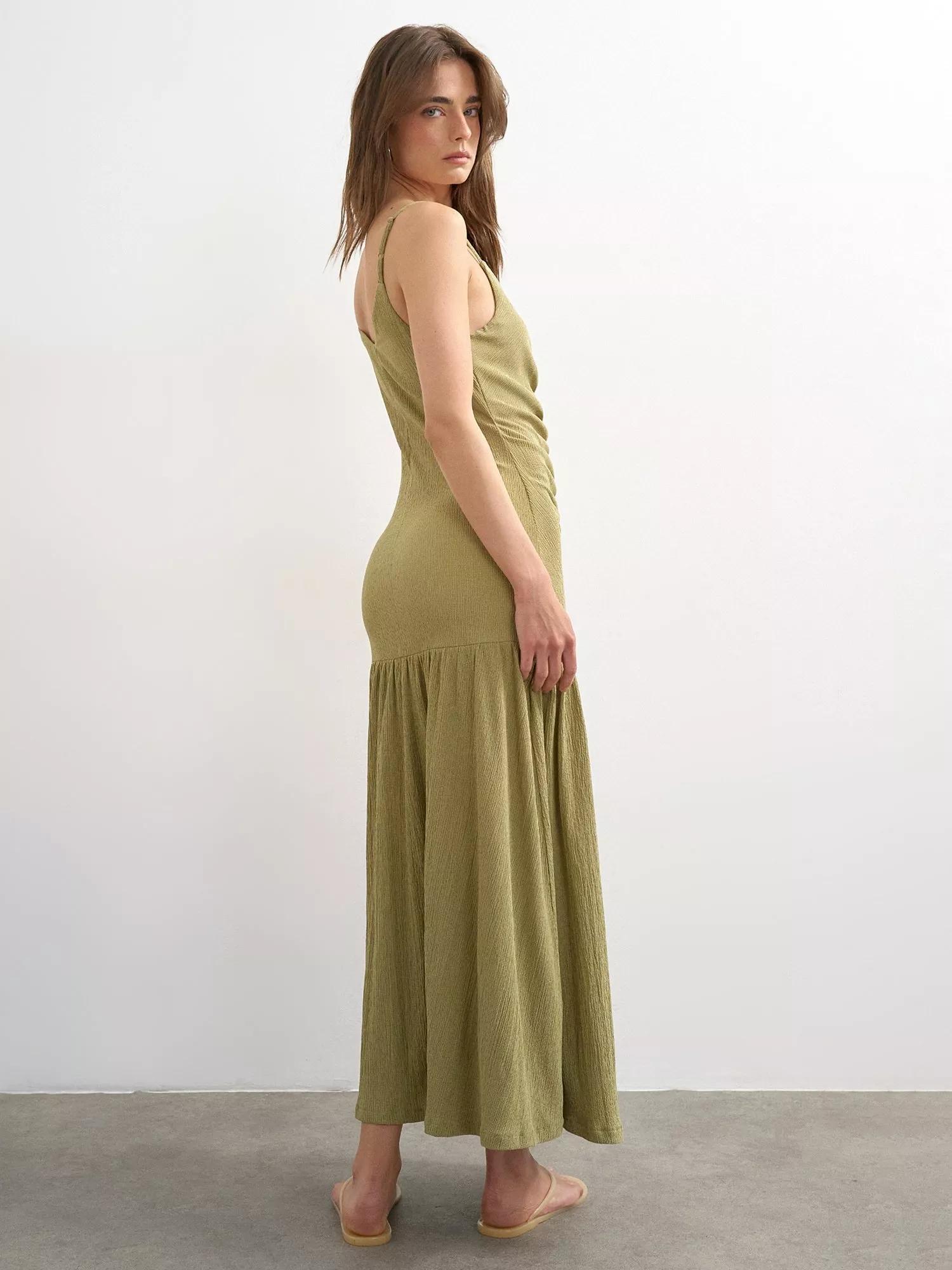 topshop green cami dress Topshop Ruched Crinkle Cami Maxi Dress